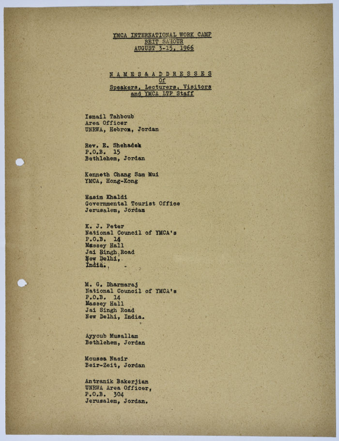 The presentation of a project by the YMCA aiming to motivate self help in refugee camps