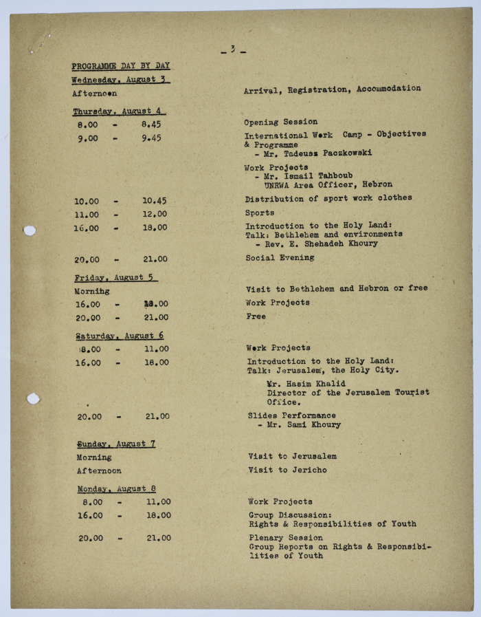 The presentation of a project by the YMCA aiming to motivate self help in refugee camps