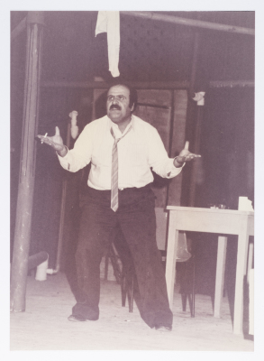 Footage taken from the theatrical performance of "The Two Expatriates" at the Omareyah School theatre in Jerusalem