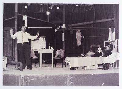 Footage taken from the theatrical performance of "The Two Expatriates" at the Omareyah School theatre in Jerusalem