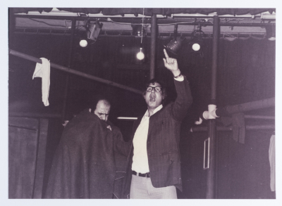 Footage taken from the theatrical performance of "The Two Expatriates" at the Omareyah School theatre in Jerusalem