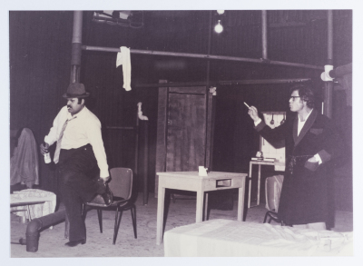 Footage taken from the theatrical performance of "The Two Expatriates" at the Omareyah School theatre in Jerusalem