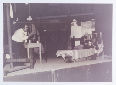 Footage taken from the theatrical performance of "The Two Expatriates" at the Omareyah School theatre in Jerusalem