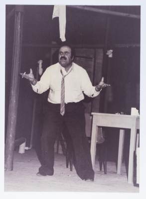 Footage taken from the theatrical performance of "The Two Expatriates" at the Omareyah School theatre in Jerusalem