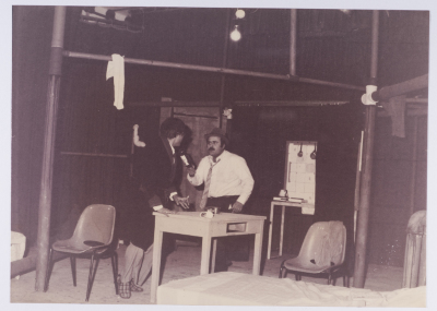 Footage from the theatrical performance of "The Two Expatriates" at the Omareyah School theatre in Jerusalem