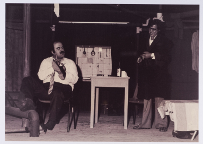 Footage from the theatrical performance of "The Two Expatriates" at the Omareyah School theatre in Jerusalem