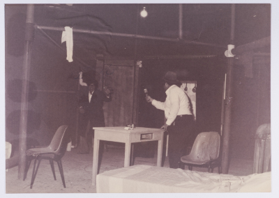 Footage from the theatrical performance of "The Two Expatriates" at the Omareyah School theatre in Jerusalem