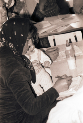 A Woman During One of the Literacy Classes 