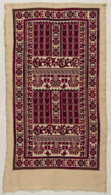 قطعة مُطرزةٌ أنتجتها نساء جمعية إنعاش المخيم، لبنان، سبعينيات القرن العشرين