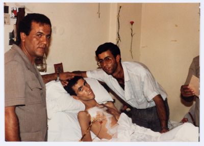 The Shaheed Mohammad Abu ʿaker with his Brother at al-Makassed Hospital 