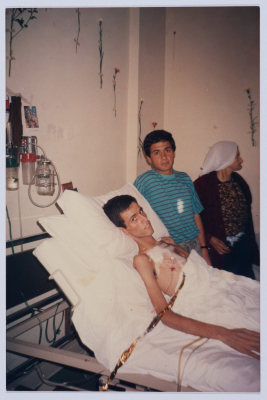 Maher Farraj and the Shaheed Mohammad Abu ʿaker at al-Makassed 