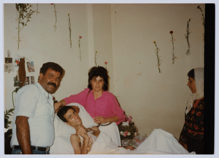ʿatef and Khawla Abu ʿaker visit the Shaheed Mohammad Abu ʿaker at al-Makassed Hospital 