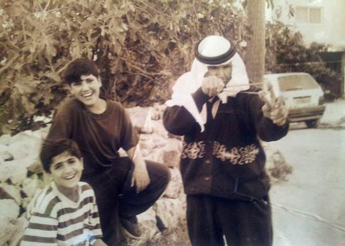 A Photograph of Abu Awny abu Aker Pointing His Catapult