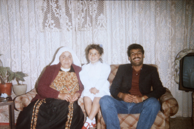 A Photograph of Dalal abu Laban with her son, Ziyad, and a child in Dheisheh Palestinian Refugee Camp