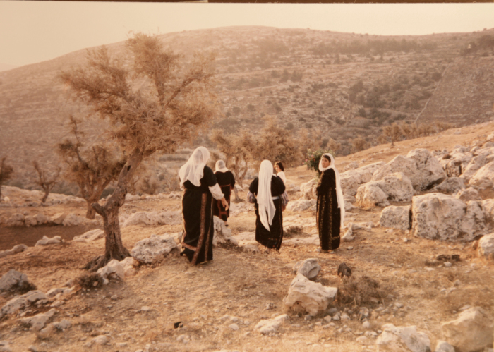 A Photograph of a Group of Palestinian Refugee Women Making a Visit to al-Shuhada Graveyard in Artas Village