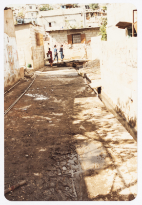 A Group of People walking in one of the Routes inside Burj Al Barajneh Refugee Camps 