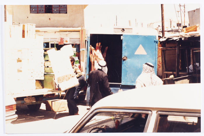 A Meat Vendor's Truck in a Palestinian Refugee Camp, Jordan, 1980- 1989