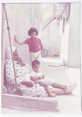 A Palestinian Elderly Woman and Her Two Grandchildren, Ein El Hilweh Camp, 1982- 1989