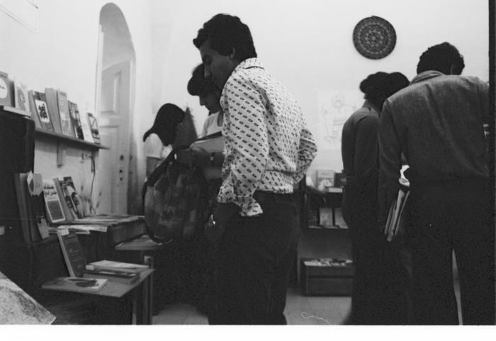 A Photograph of a Book and National Product Fair at Birzeit University, 1977
