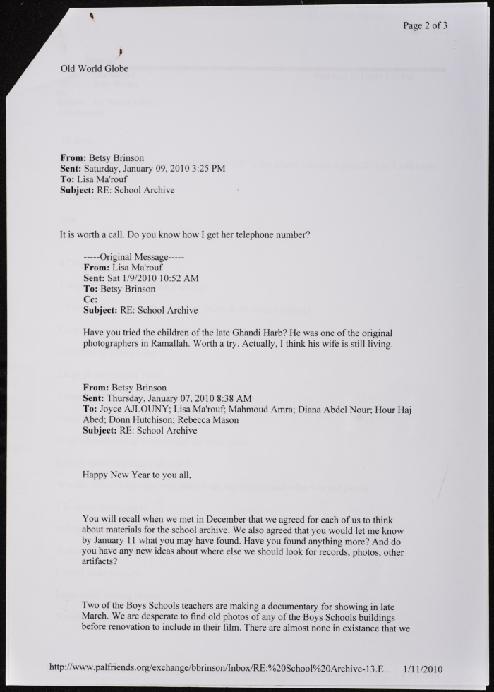 An email from Lisa Ma'rouf to Betsy Branson