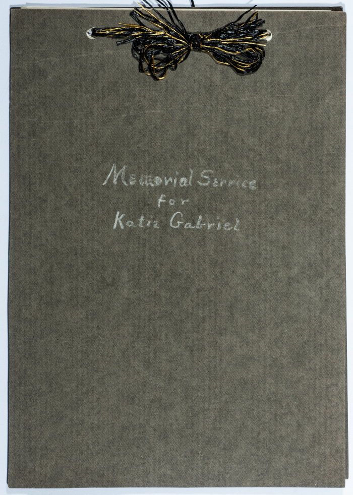 A document containing words at a memorial service for Katie Gabriel