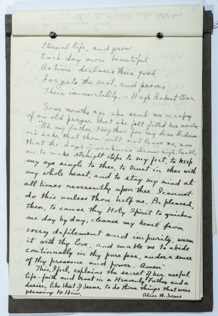 A document containing words at a memorial service for Katie Gabriel