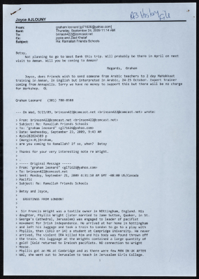 Correspondence between Betsy Branson and Graham