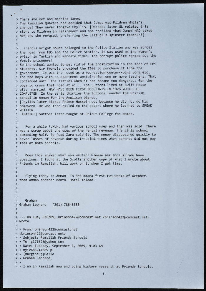 Correspondence between Betsy Branson and Graham