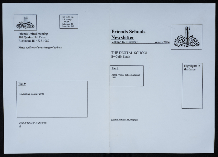 A document showing a proposed outline of the annual edition of the Friends School's bulletin