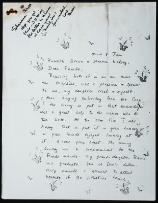 Letter from Elin Mansour to Sherma Kelsey and Roberta Brown