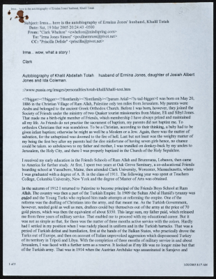 Email from Clark Wilton to Erma Jones