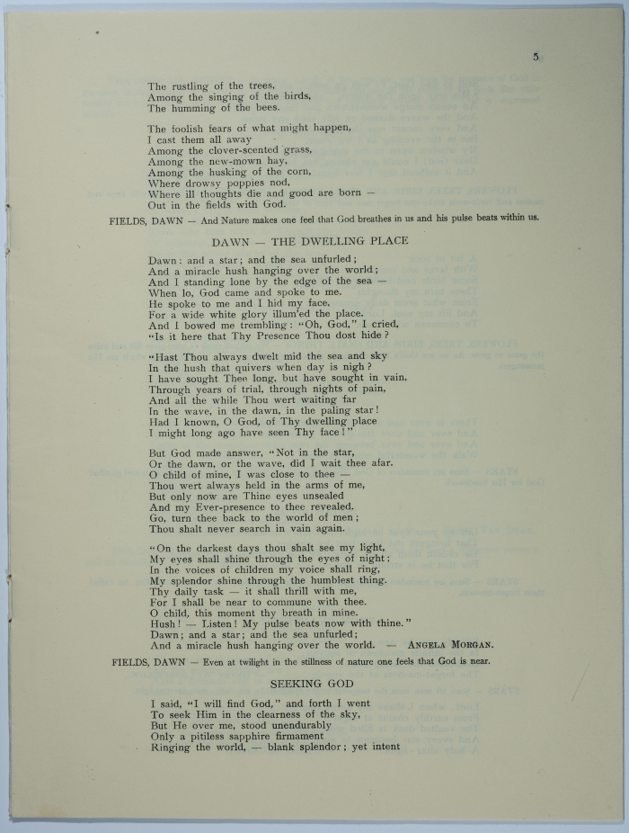 A poem entitled Search for God