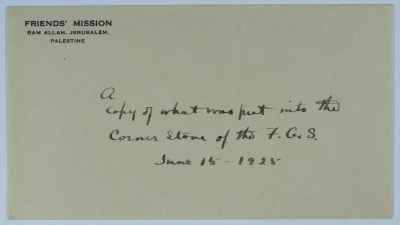 Documents on the foundation stone for the expansion of the Francais School for Girls