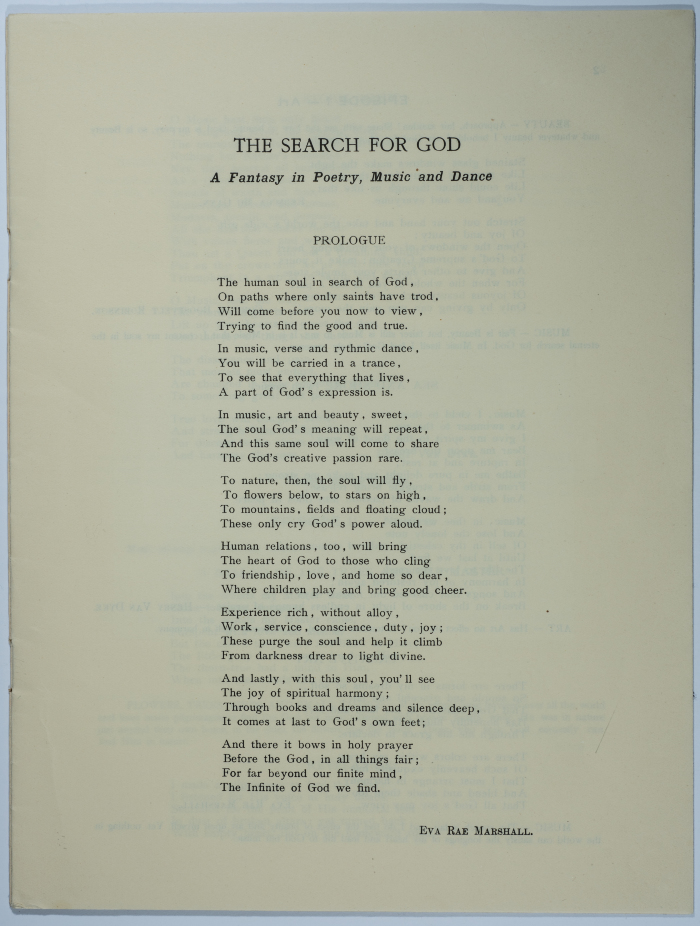 A poem entitled Search for God