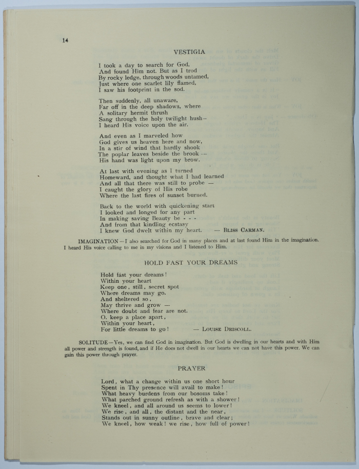 A poem entitled Search for God