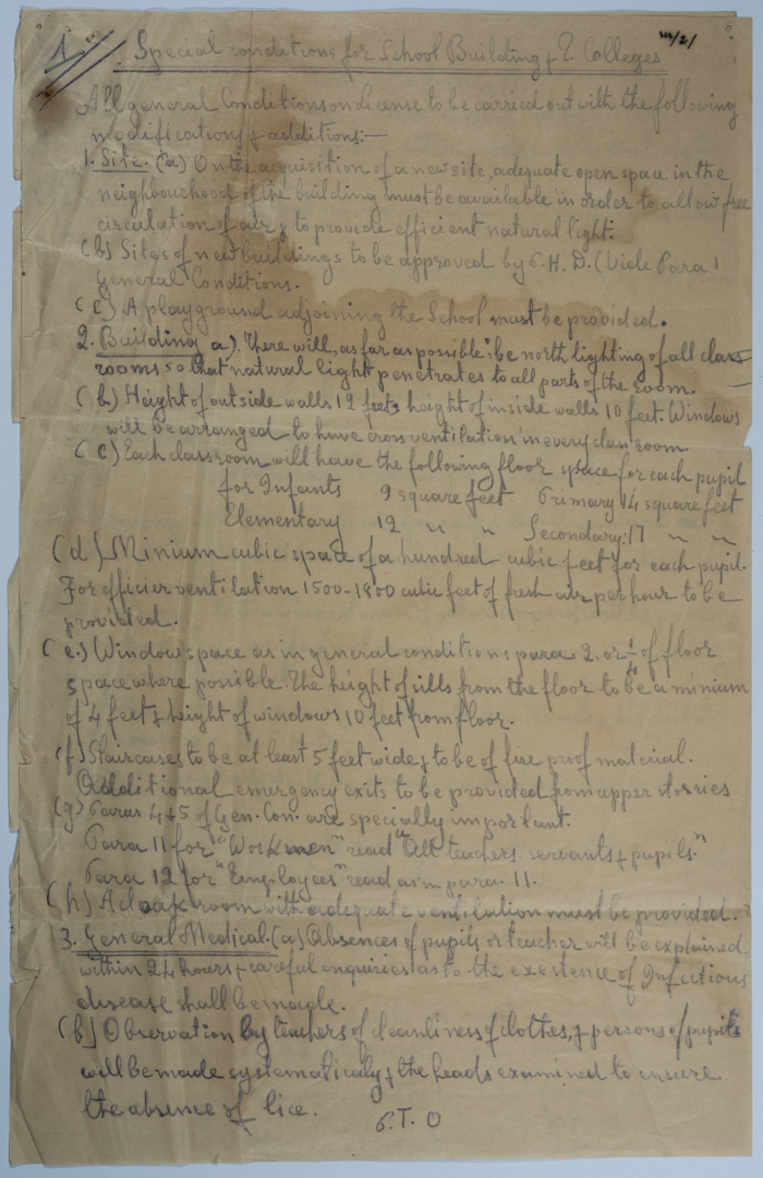 A document that talks about the special circumstances that must be provided to build a school or college