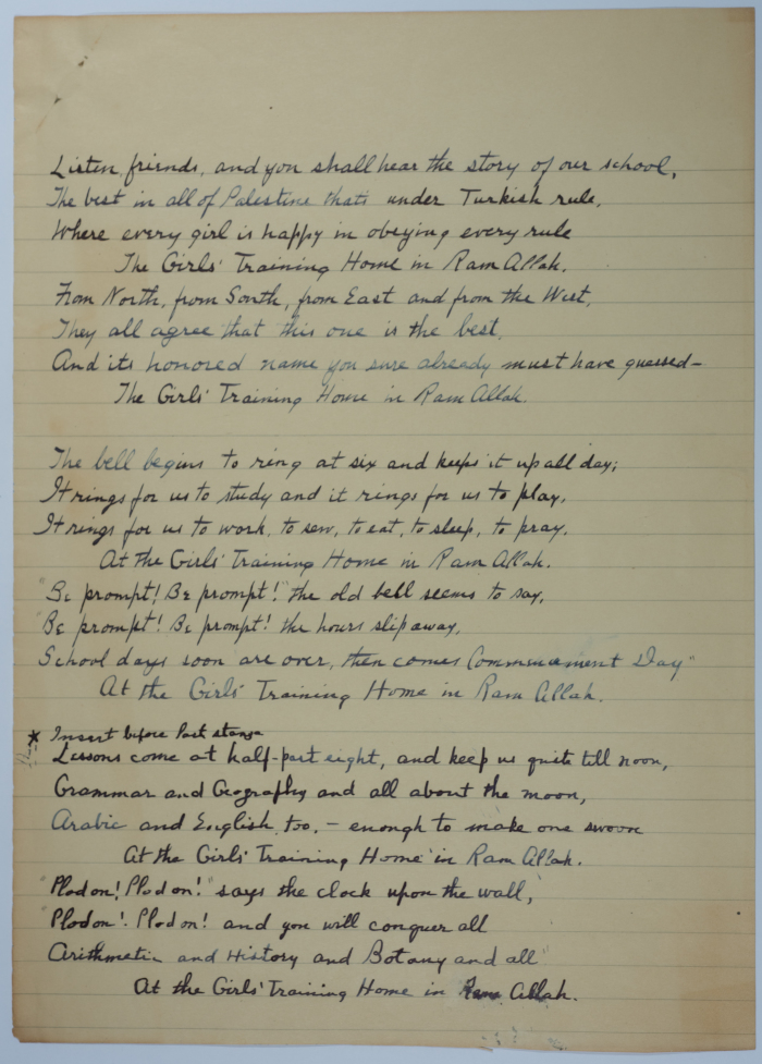 A poem tells the story of the school