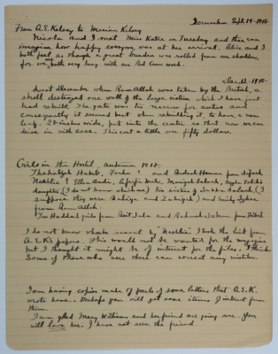 A letter from Edward Kelsey to his wife, Mirian Kelsey