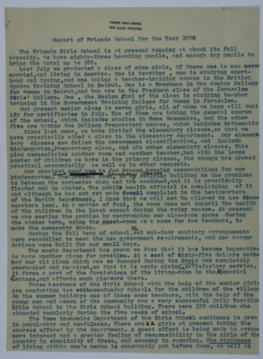 Report on the Friends School for Girls, 1930