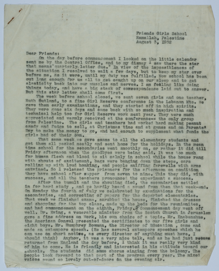 Report on the progress of the Friends School for Girls