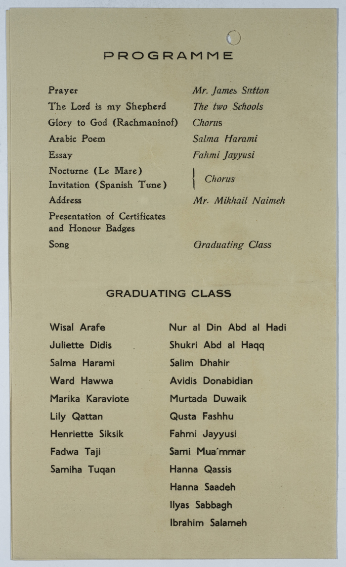 Graduation program of the Friends School in 1935