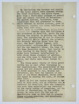 A report on the meeting of Alice Jones students and teachers of the Friends School