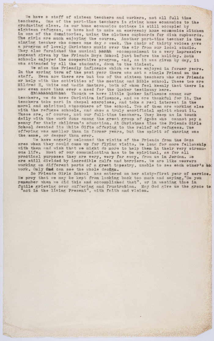 Report on the Friends School of 1949