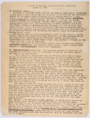Report of the mission of the American Friends in Palestine