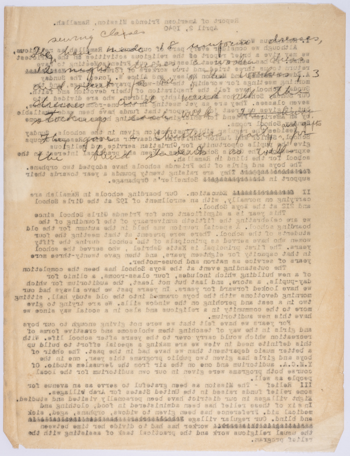 Report of the mission of the American Friends in Palestine