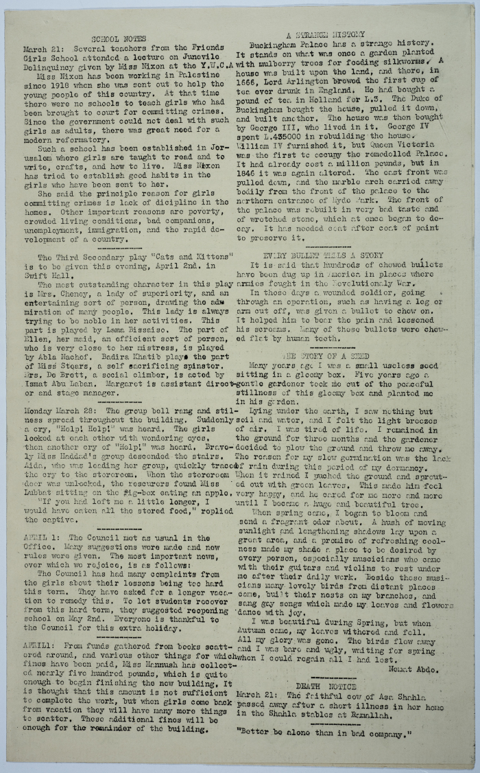 Second issue of the first volume of the school magazine