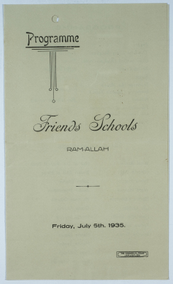 Graduation program of the Friends School in 1935