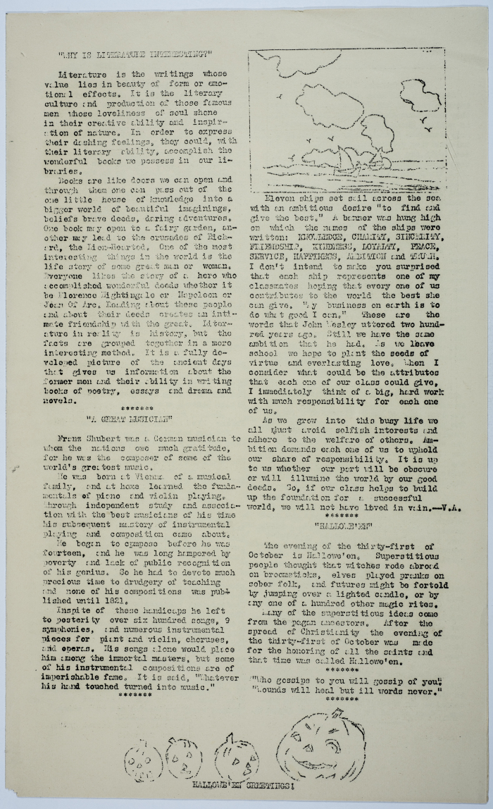 The first issue of the second volume of the school magazine, 1938