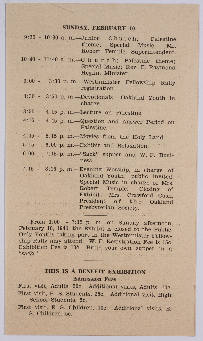 Program for an exhibition by Rola Foley in Auckland