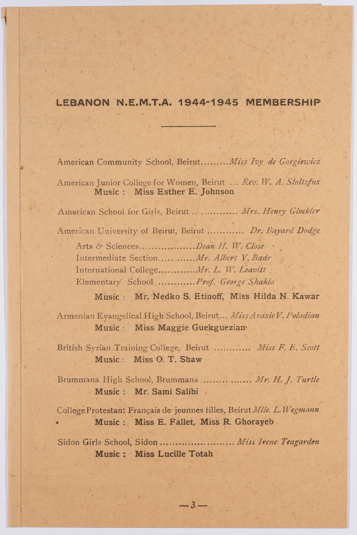 Program of the Christmas Festival in Beirut in 1944